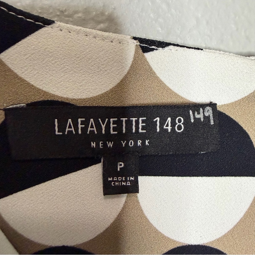 Lafayette 148 NY Dress Size P (6/8) Geometric Pattern Circle 3/4 Sleeve Pockets - Picture 5 of 6